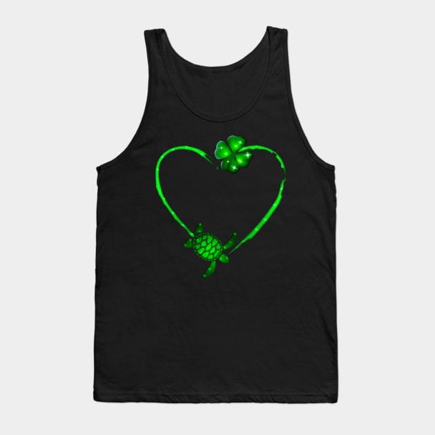 Happy St. Patrick Day T-Shirt Turtle Heart Irish Shamrock Clover - Funny Cute Gift for Turtle Lovers Tank Top by Otis Patrick